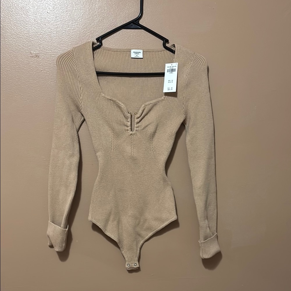 Elegant Tan Long Sleeve Bodysuit